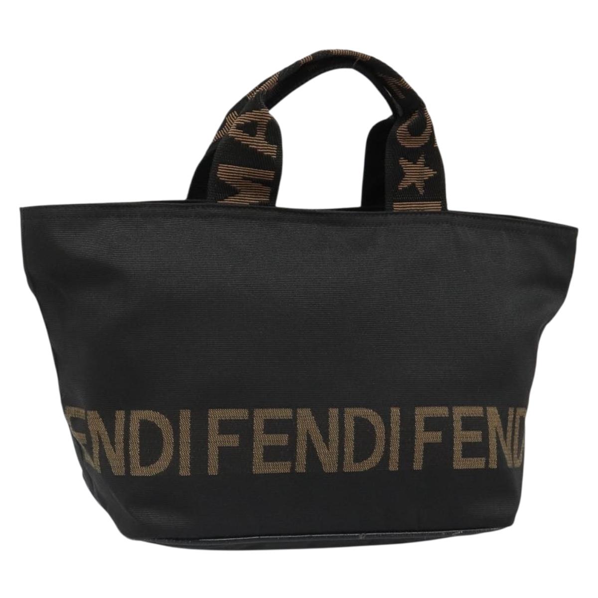 FENDI Hand Bag Canvas Black Silver