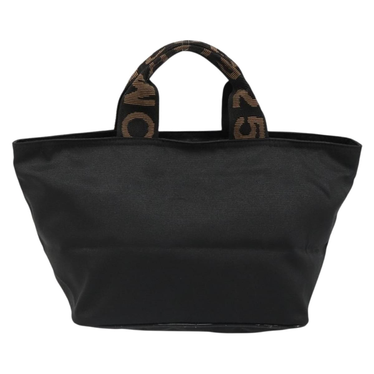 FENDI Hand Bag Canvas Black Silver
