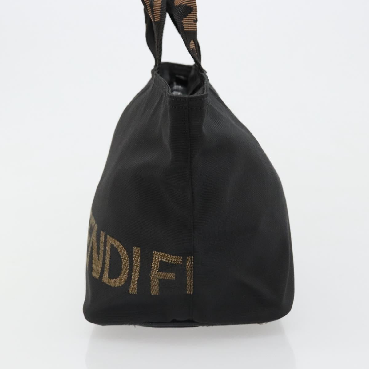FENDI Hand Bag Canvas Black Silver