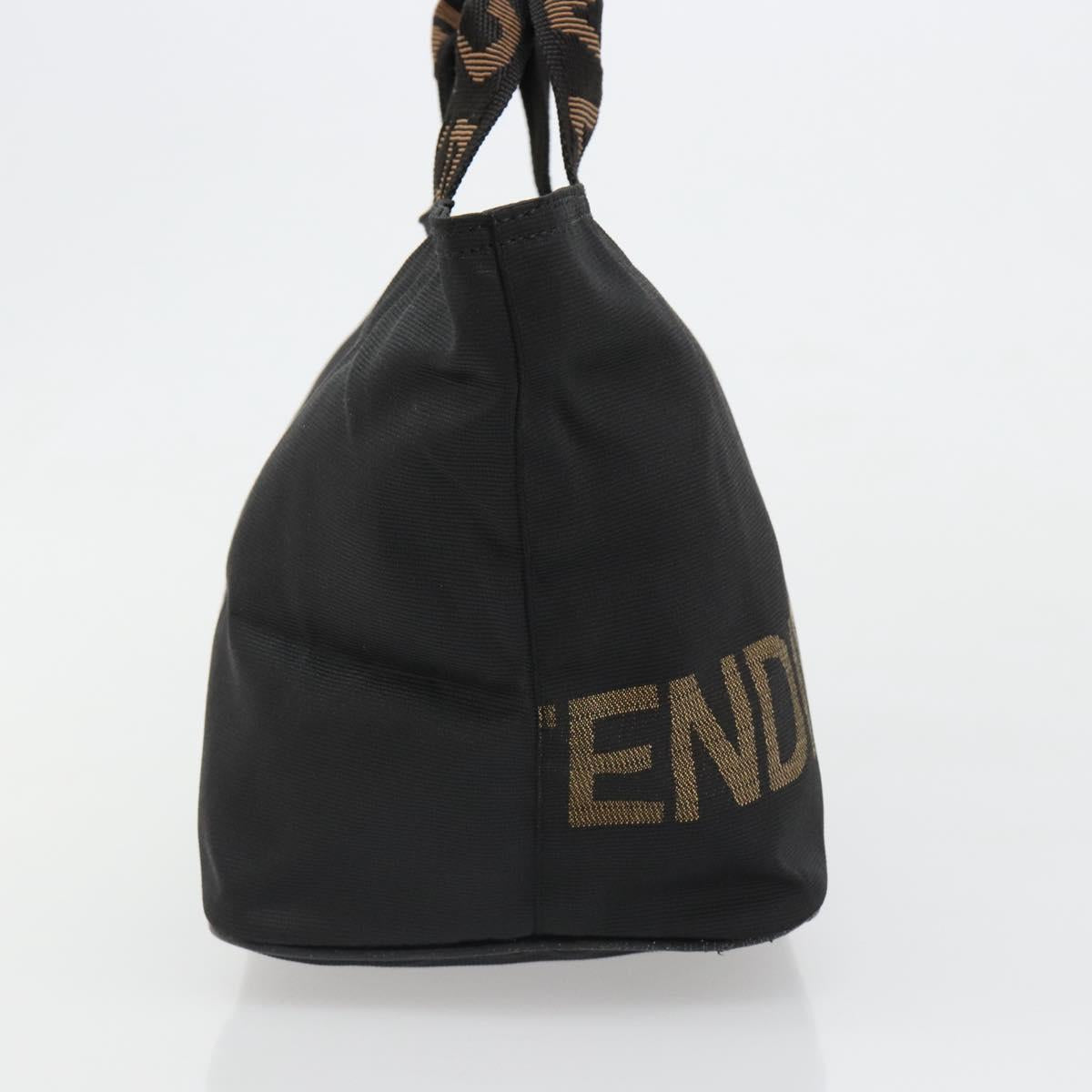 FENDI Hand Bag Canvas Black Silver