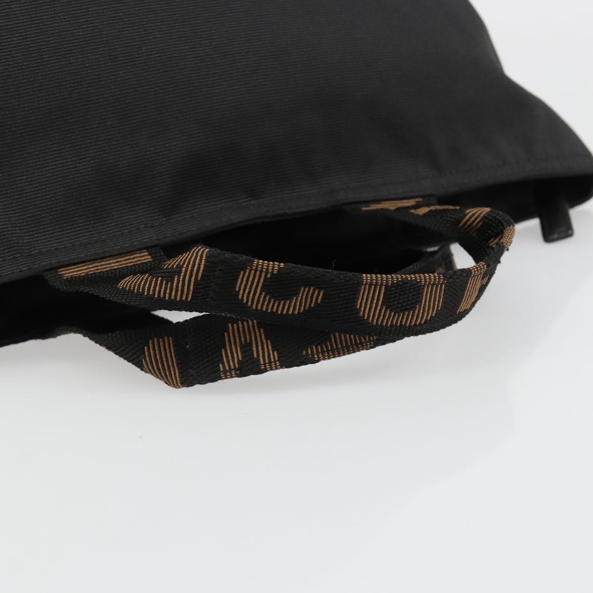 FENDI Hand Bag Canvas Black Silver