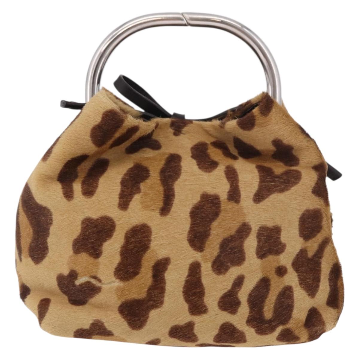 PRADA Pouch Unborn Calf Skin Brown Silver