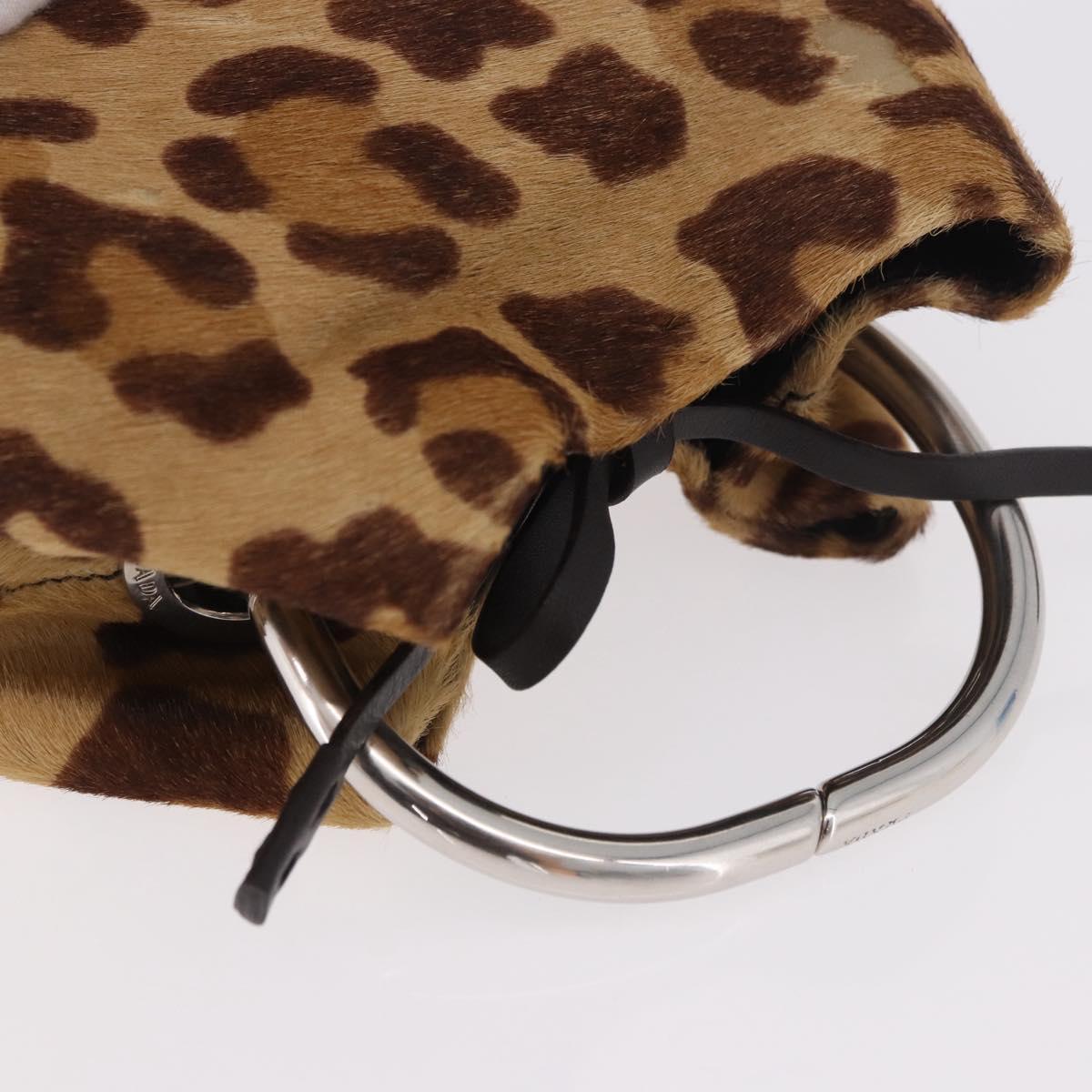PRADA Pouch Unborn Calf Skin Brown Silver