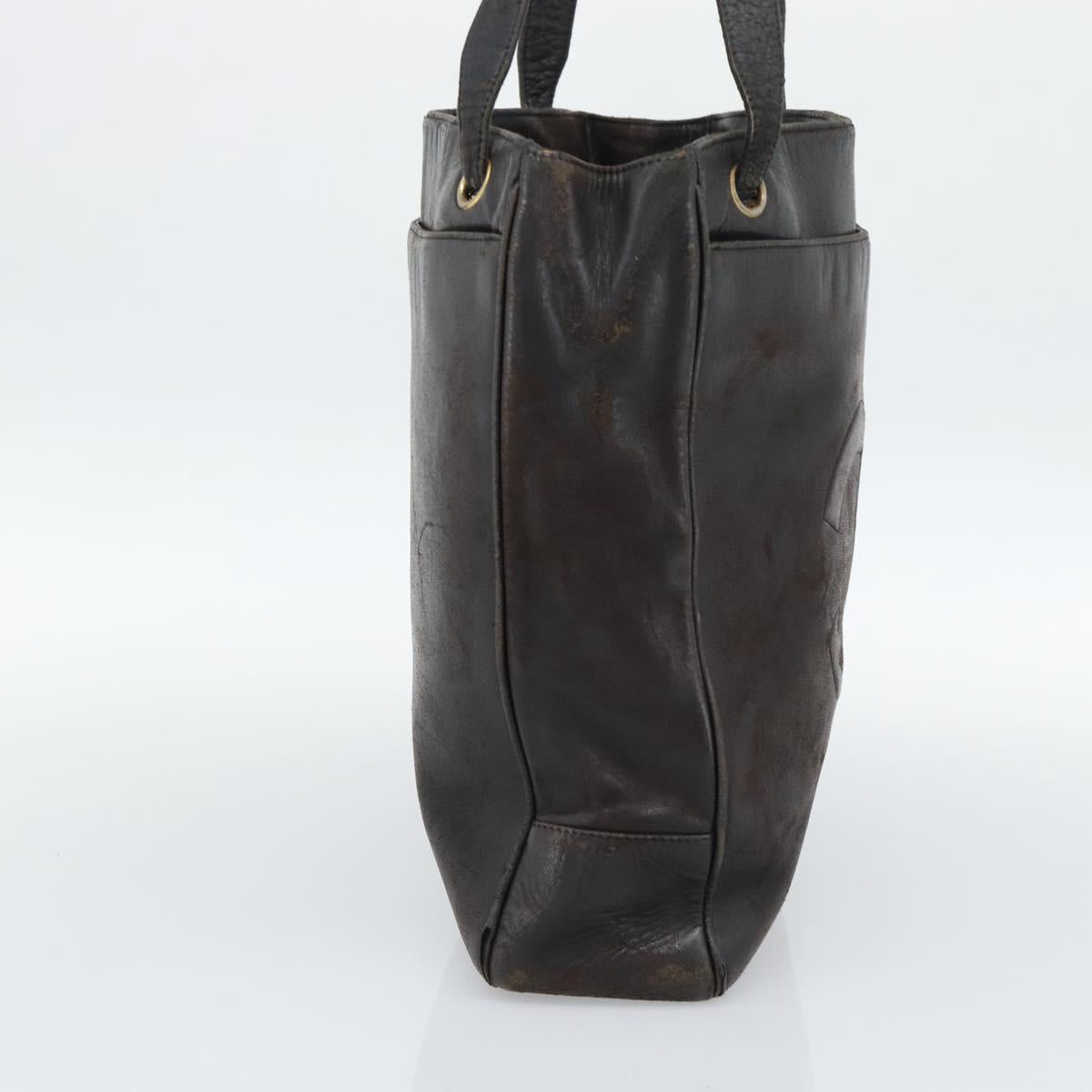 CHANEL Shoulder Bag Leather Brown Gold CC
