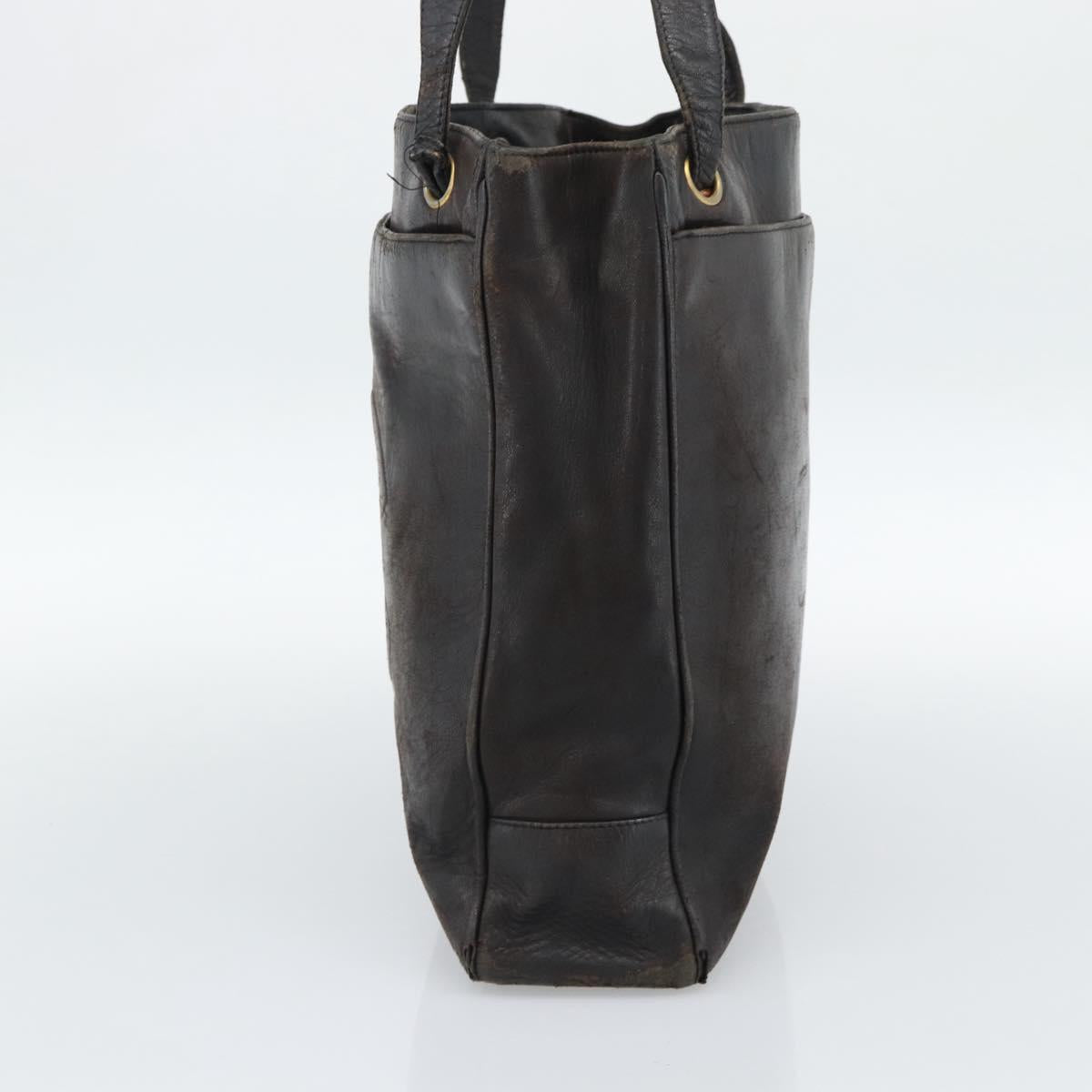 CHANEL Shoulder Bag Leather Brown Gold CC