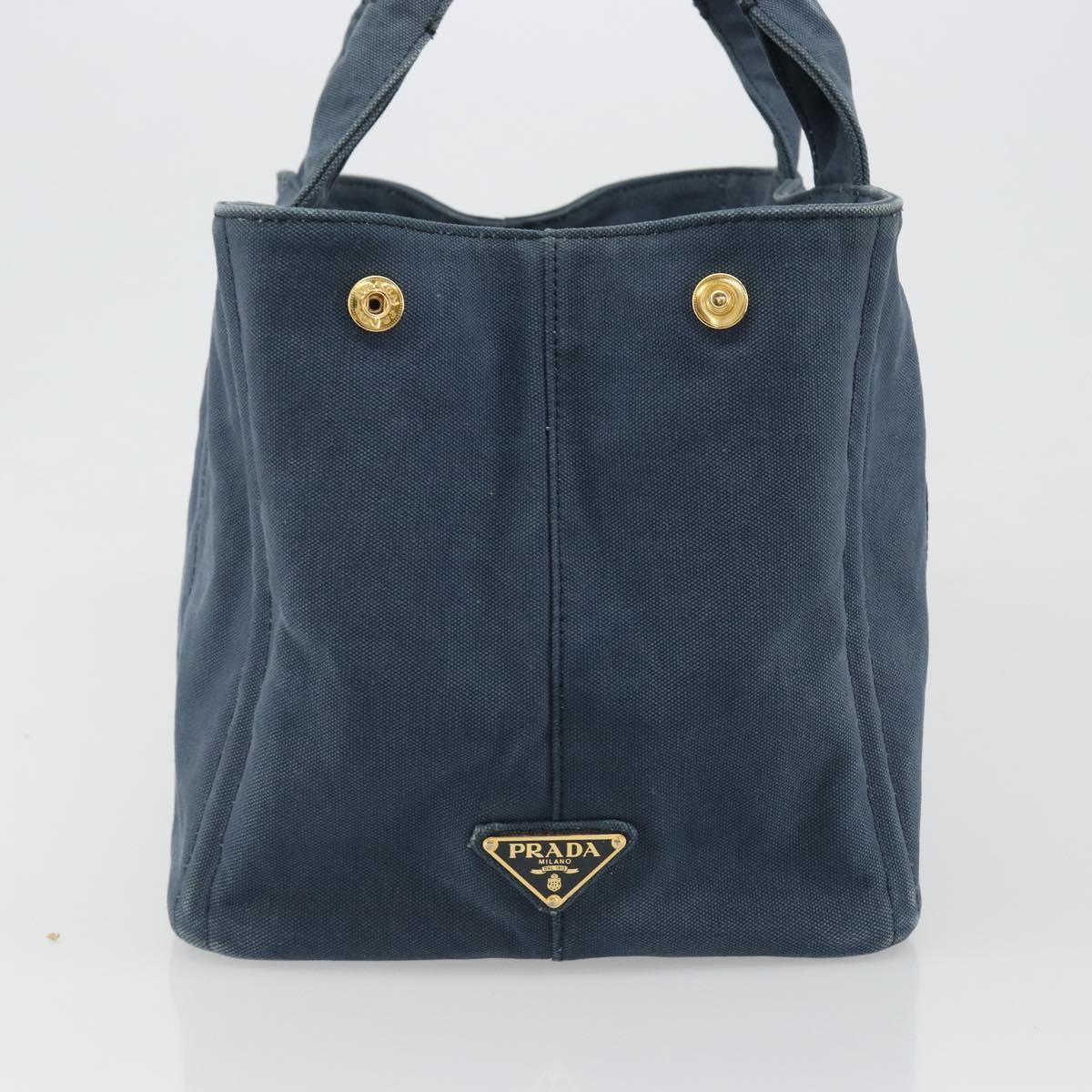 PRADA Canapa MM Hand Bag Canvas Blue