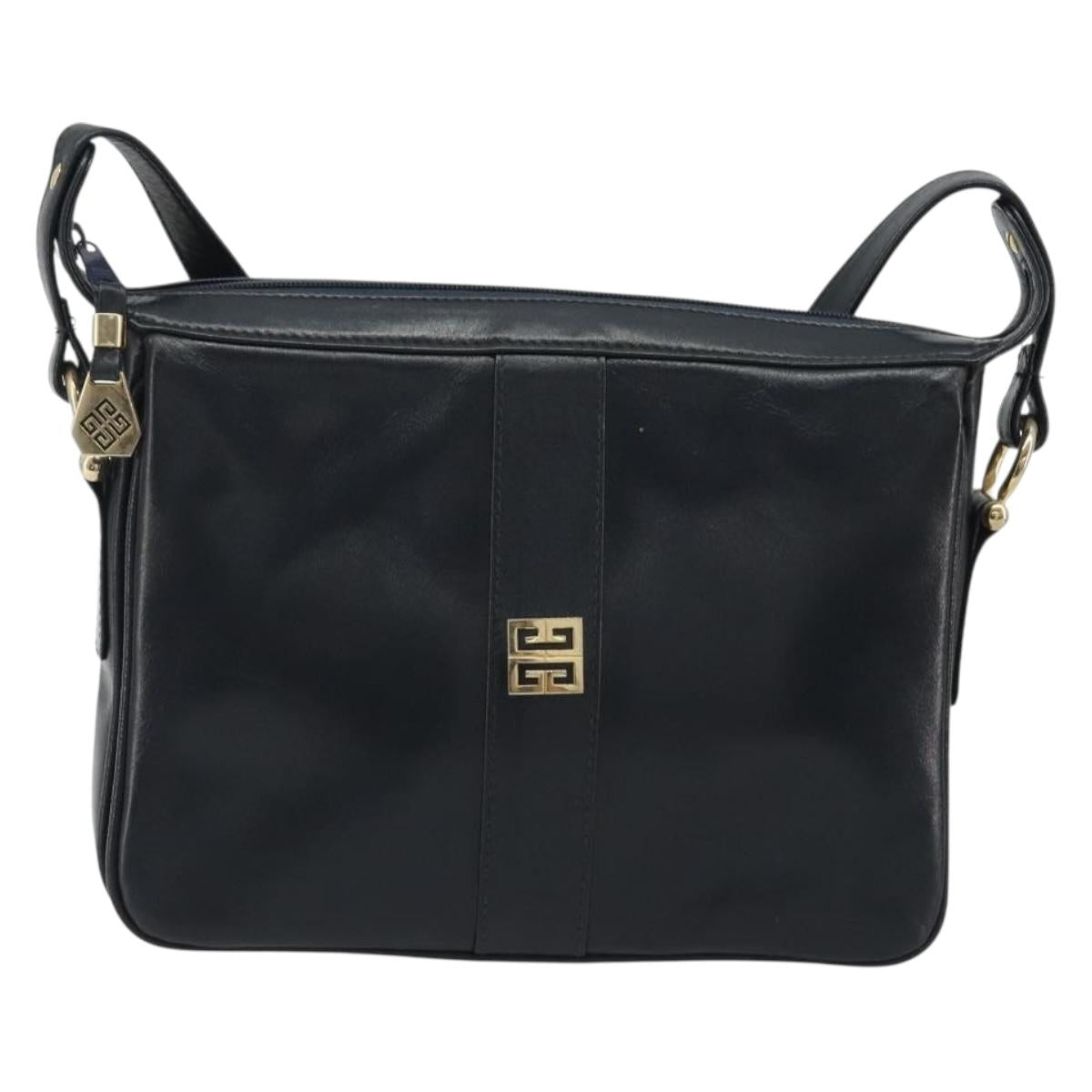 GIVENCHY Shoulder Bag Leather Navy Gold
