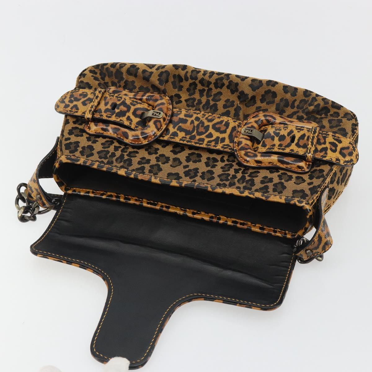 FENDI Shoulder Bag Canvas Brown Gold