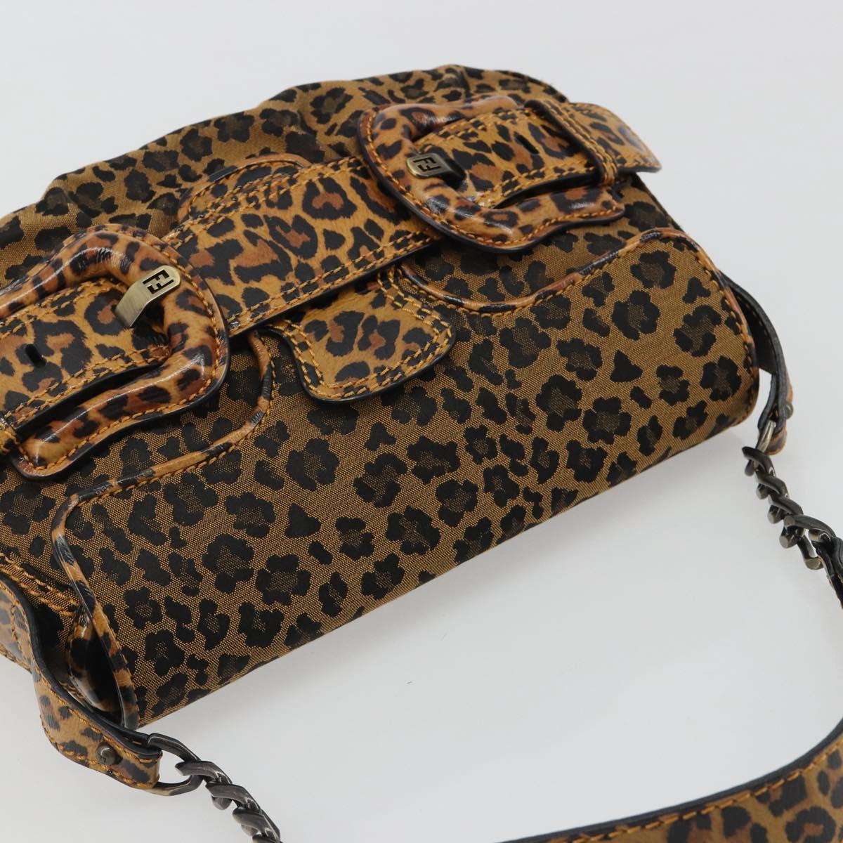 FENDI Shoulder Bag Canvas Brown Gold
