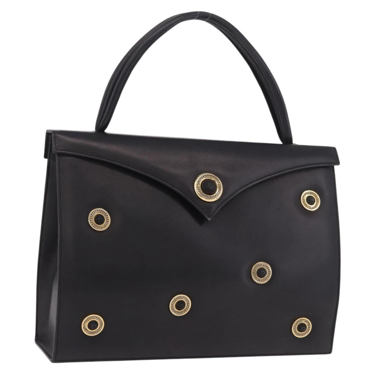 BALLY Hand Bag Leather Black Gold