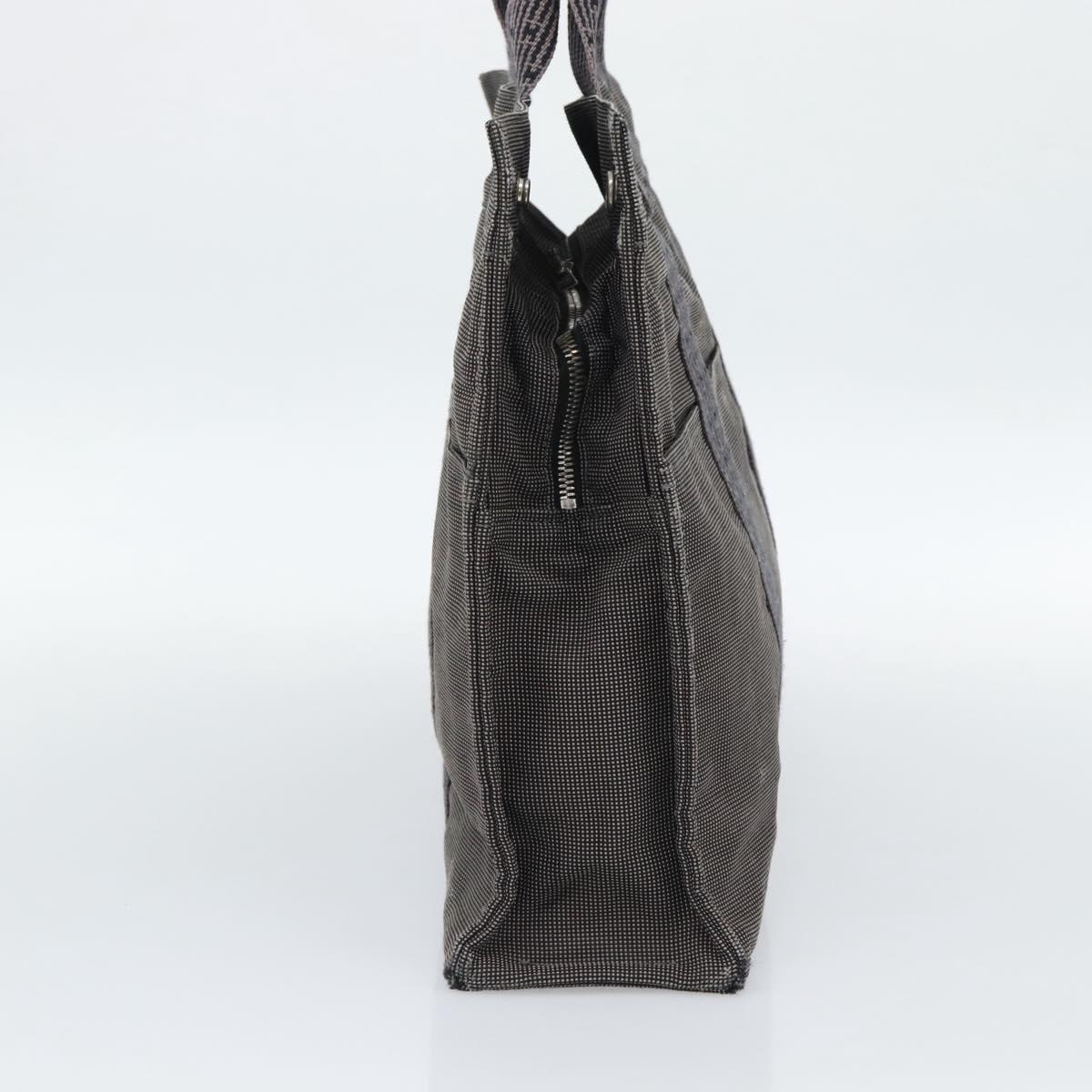 HERMES Her Line MM Hand Bag Canvas Gray Silver