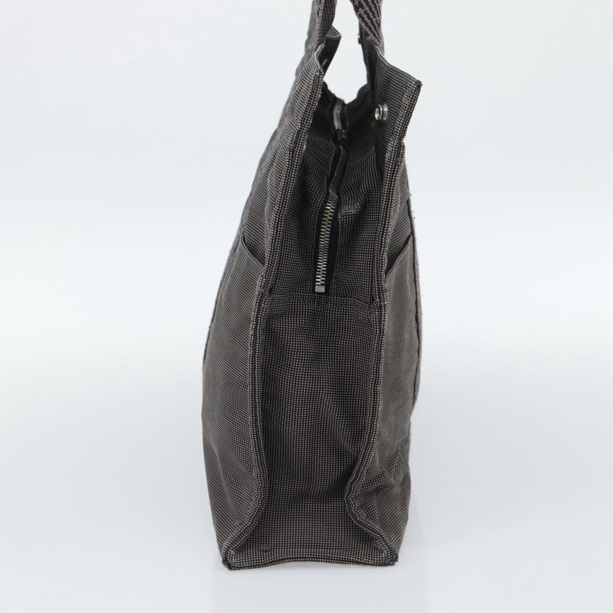 HERMES Her Line MM Hand Bag Canvas Gray Silver