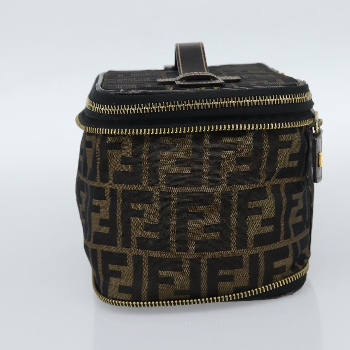 FENDI Zucca Canvas Vanity Hand Bag Black Brown