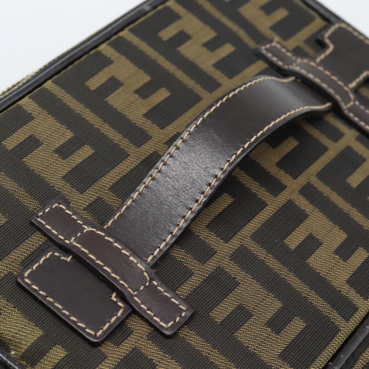 FENDI Zucca Canvas Vanity Hand Bag Black Brown
