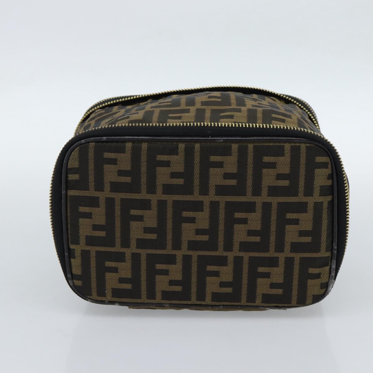 FENDI Zucca Canvas Vanity Hand Bag Black Brown