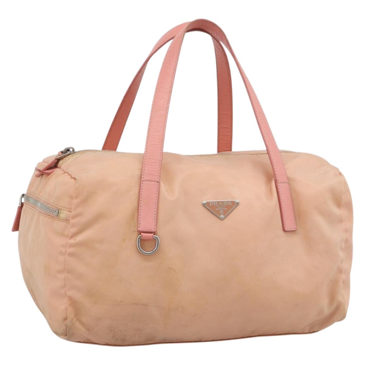 PRADA Hand Bag Nylon Pink Silver