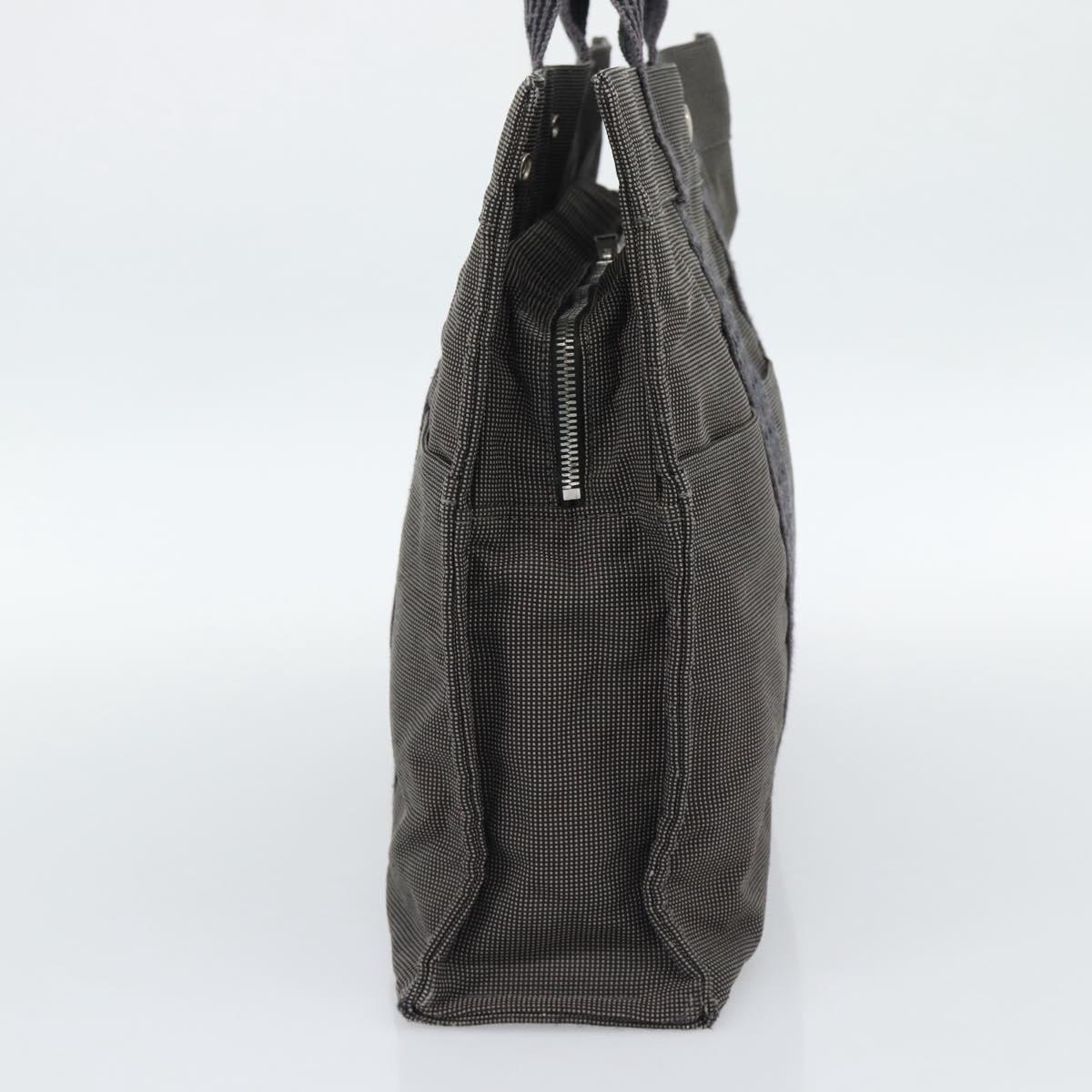 HERMES Her LineMM Hand Bag Canvas Gray Silver