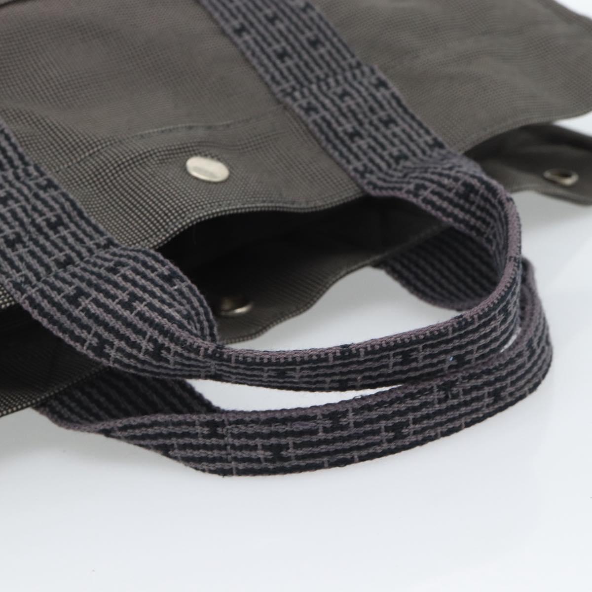 HERMES Her LineMM Hand Bag Canvas Gray Silver