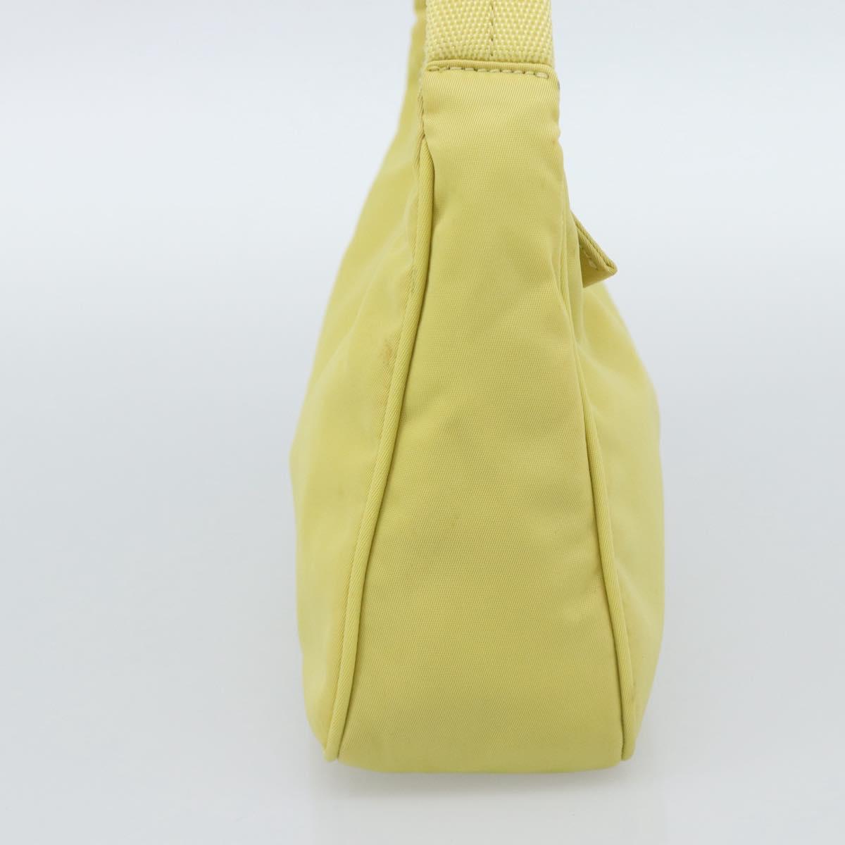 PRADA Hand Pouch Nylon Yellow Silver