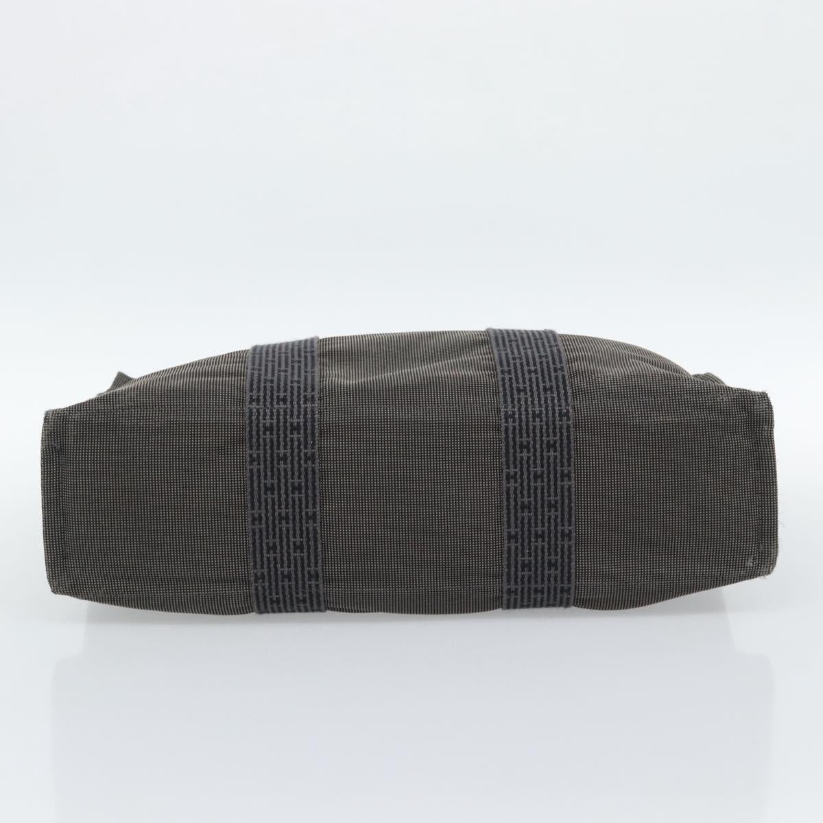 HERMES Her Line MM Hand Bag Canvas Gray Silver