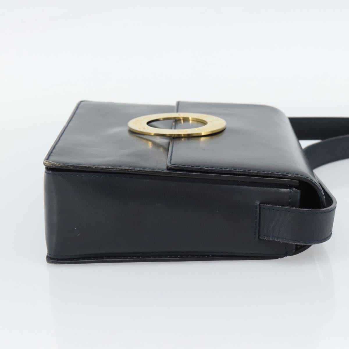 CELINE Circle Shoulder Bag Leather Black Gold