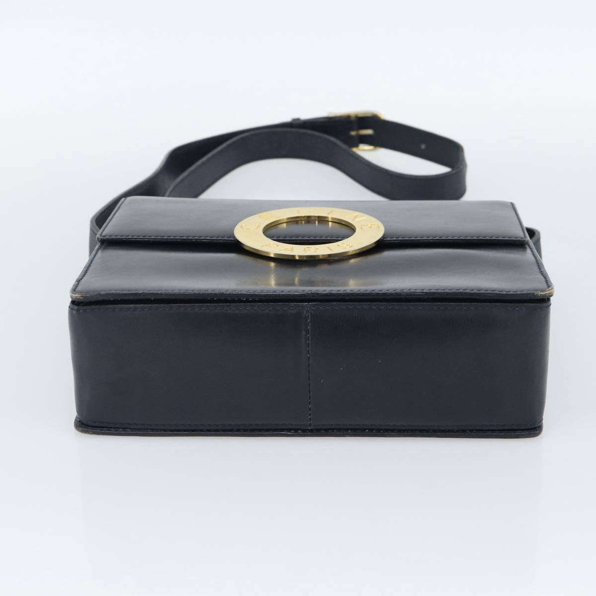 CELINE Circle Shoulder Bag Leather Black Gold