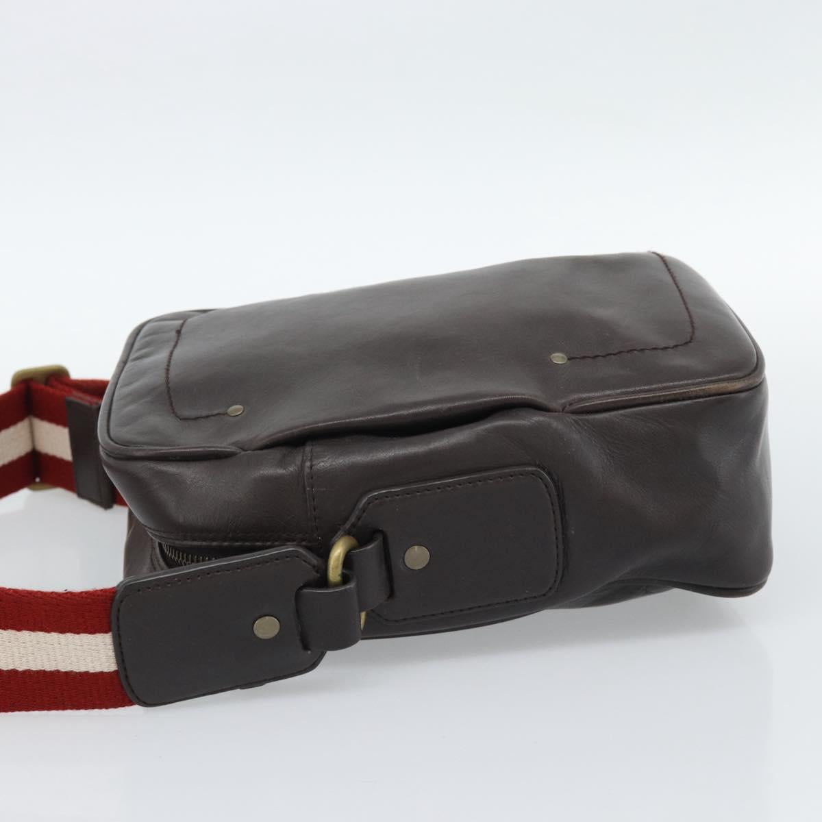 BALLY Shoulder Bag Leather Brown Gold