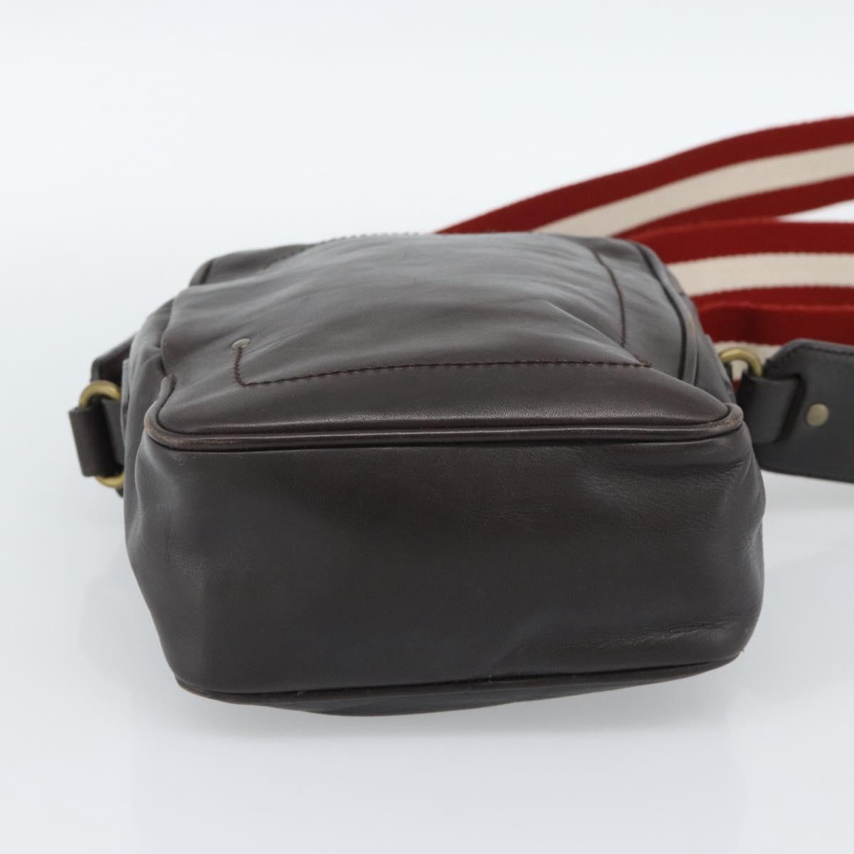 BALLY Shoulder Bag Leather Brown Gold