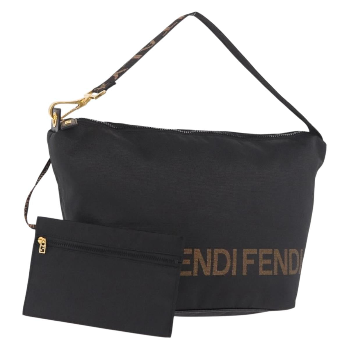 FENDI Shoulder Bag Canvas Black Gold