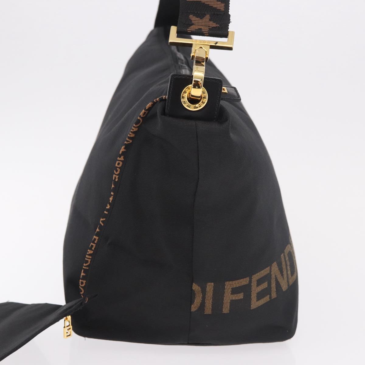 FENDI Shoulder Bag Canvas Black Gold