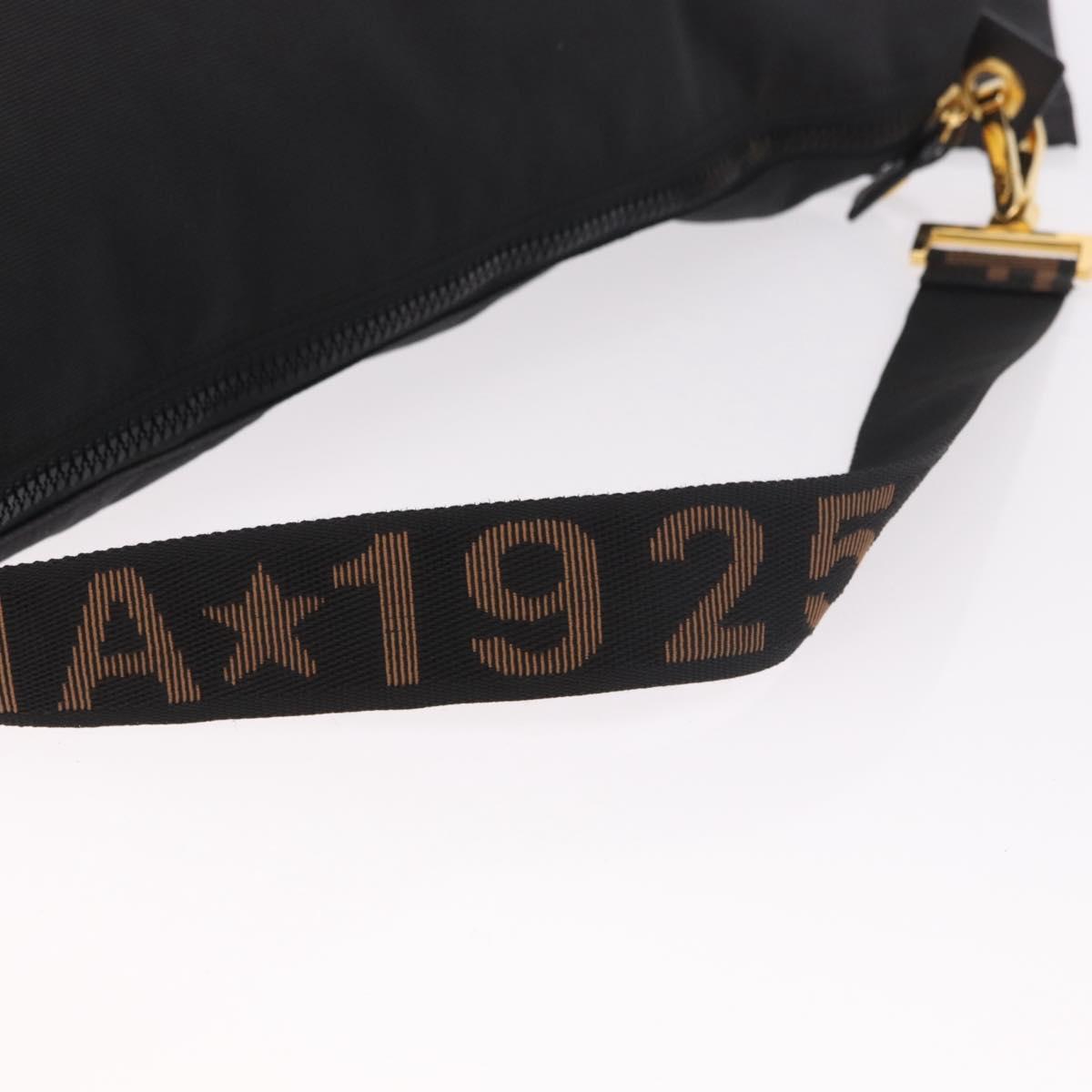 FENDI Shoulder Bag Canvas Black Gold