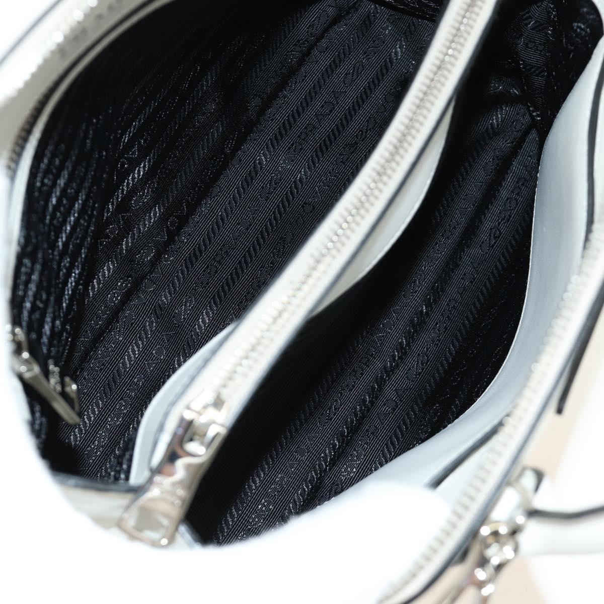 PRADA Hand Bag Leather 2way White Silver