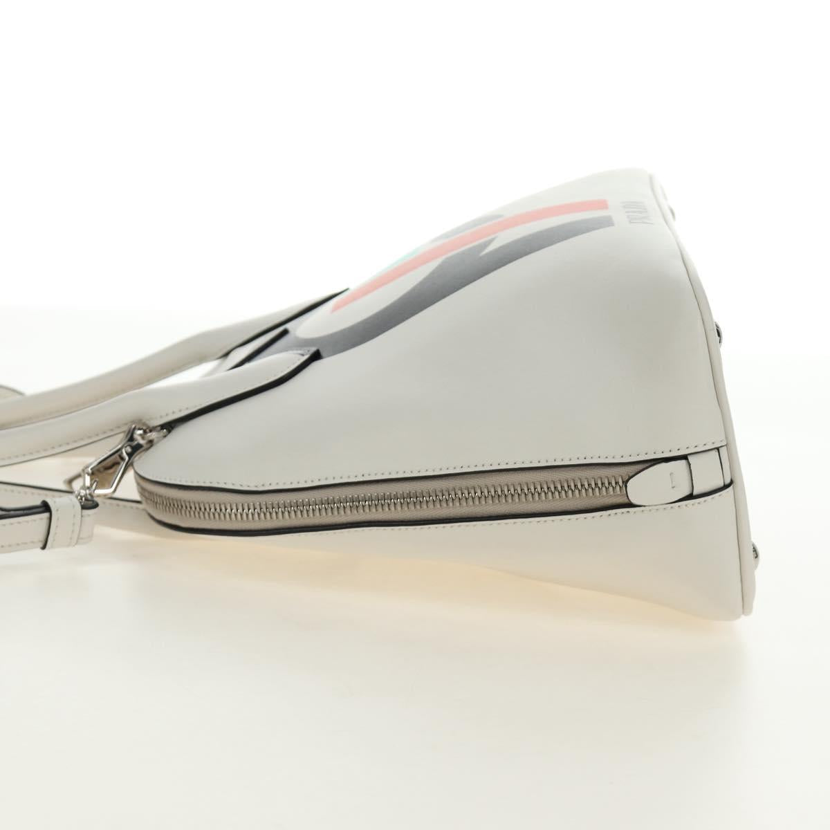 PRADA Hand Bag Leather 2way White Silver