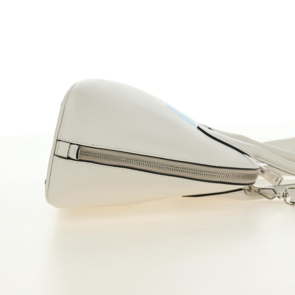 PRADA Hand Bag Leather 2way White Silver
