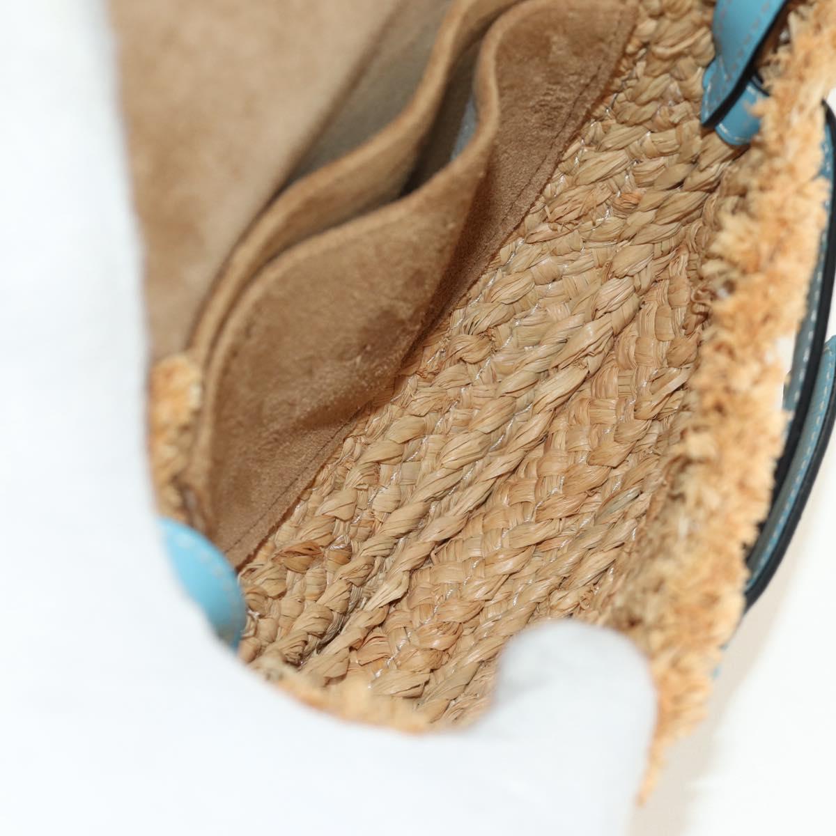 LOEWE Gate Bag Shoulder Bag Raffia Light Blue Gold