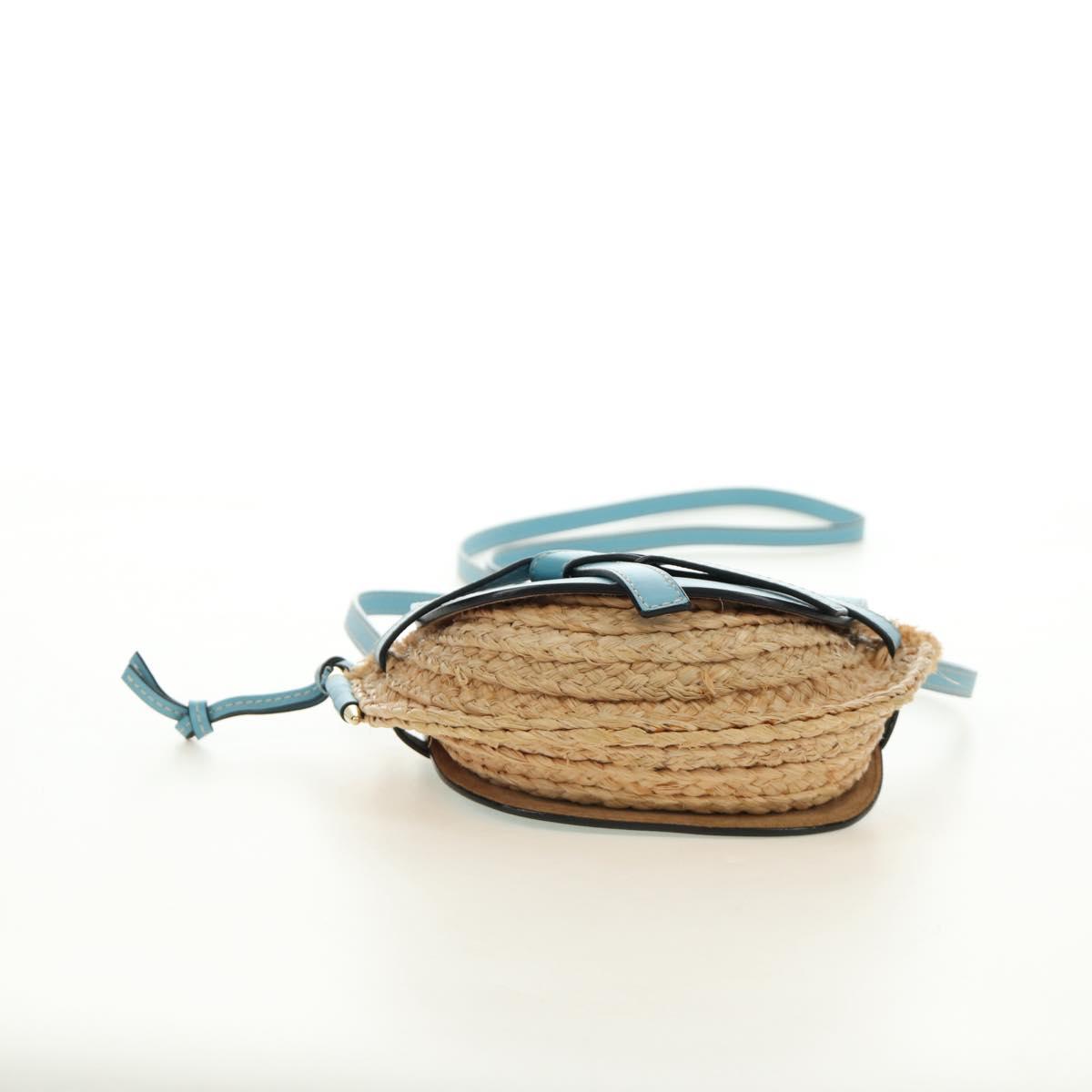 LOEWE Gate Bag Shoulder Bag Raffia Light Blue Gold