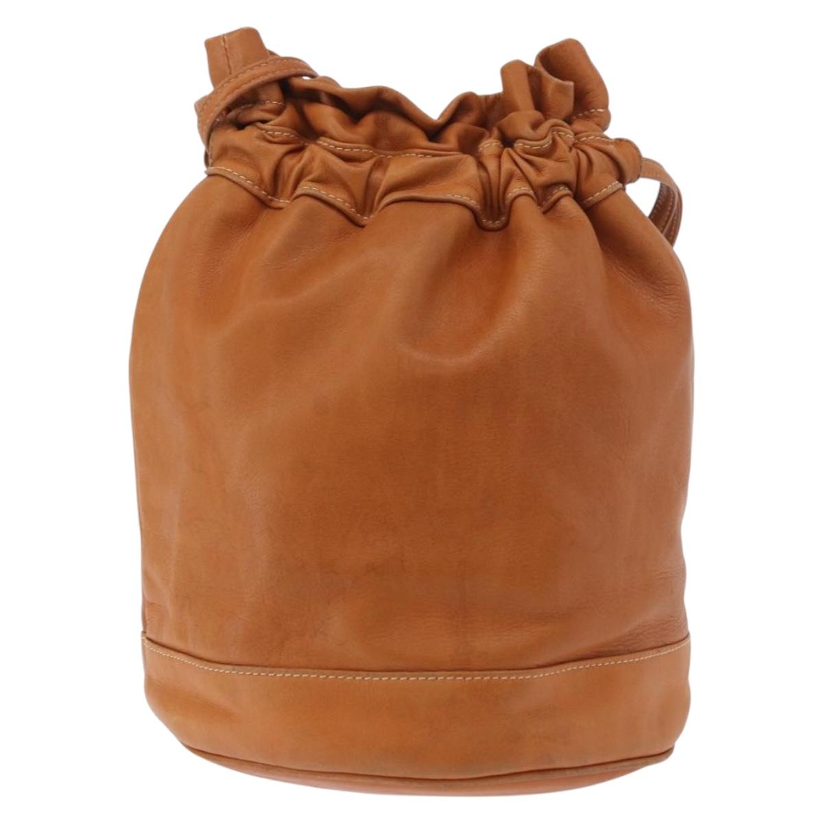 CELINE Triomphe Drawstring Bag Leather Brown
