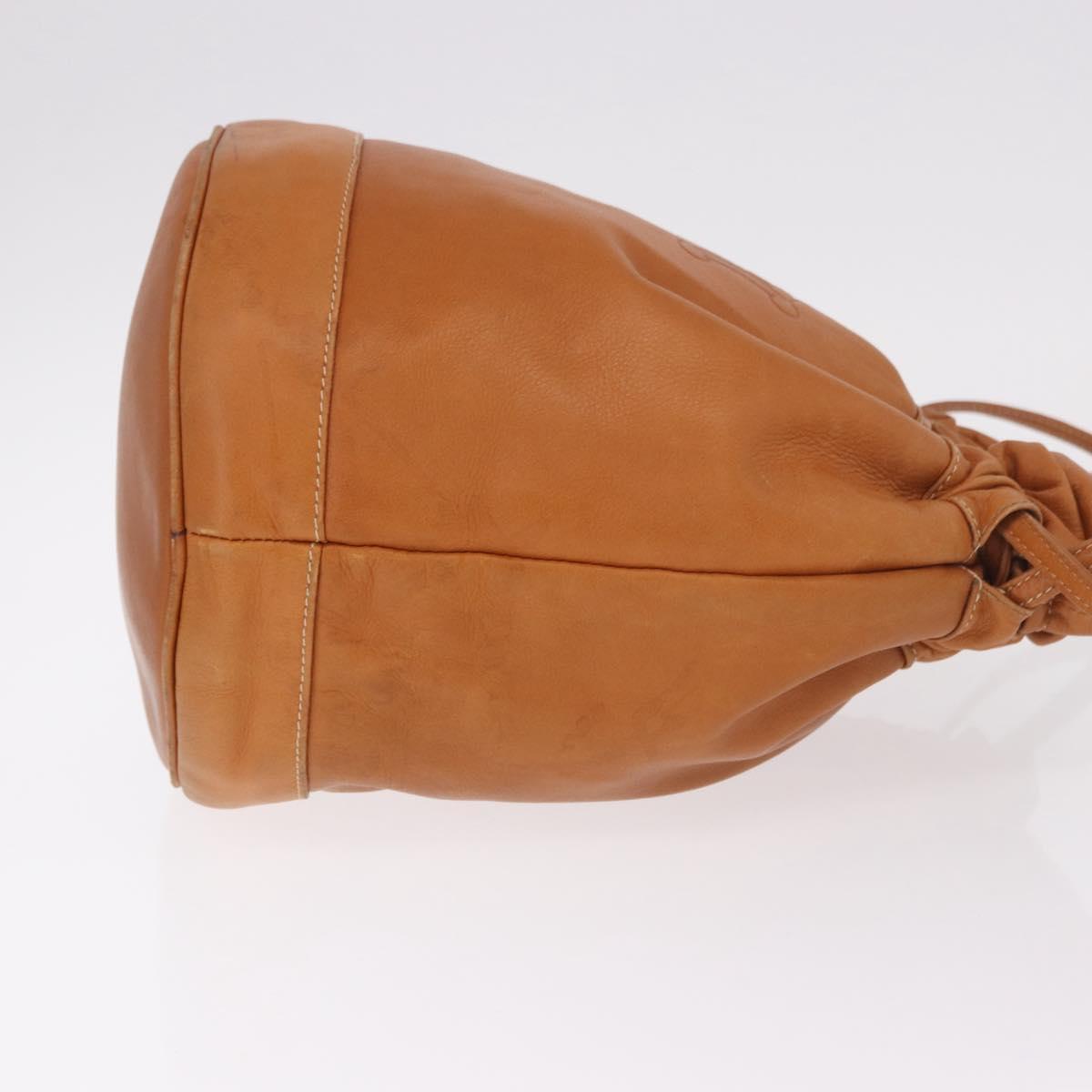 CELINE Triomphe Drawstring Bag Leather Brown