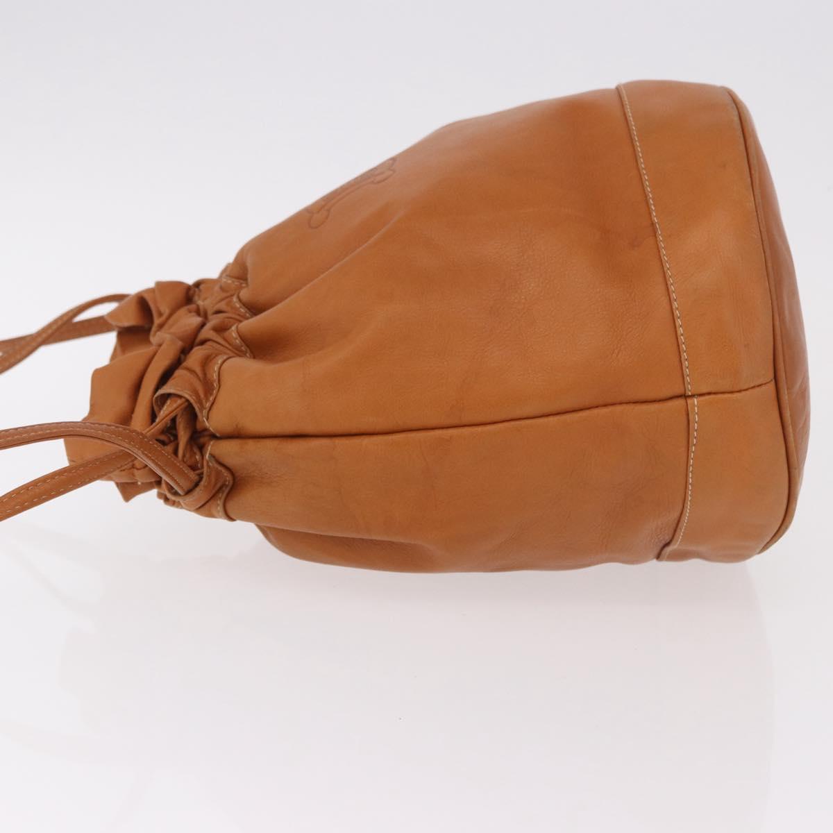 CELINE Triomphe Drawstring Bag Leather Brown