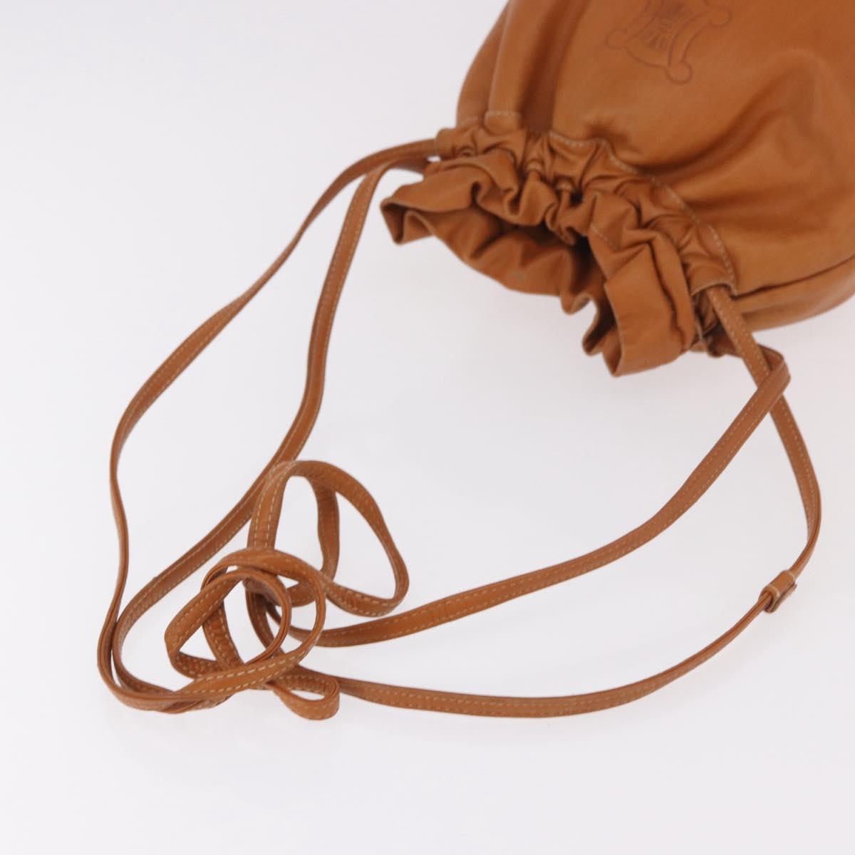 CELINE Triomphe Drawstring Bag Leather Brown