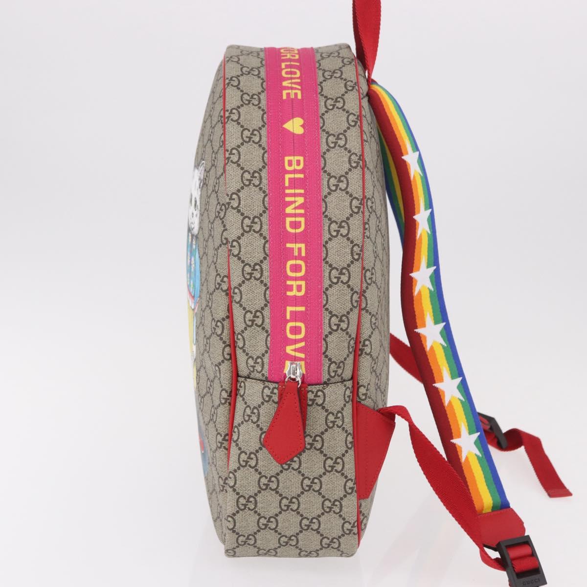 GUCCI GG Supreme Backpack PVC Beige Silver 501976