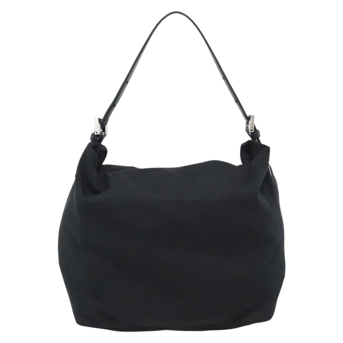 FENDI Shoulder Bag Cotton Jersey Black Silver