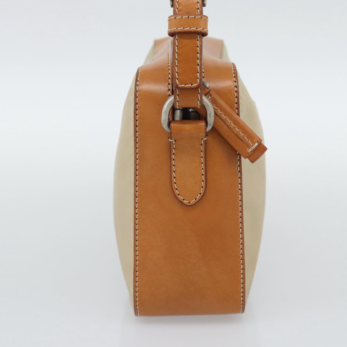 PRADA Shoulder Bag Nylon Beige Silver