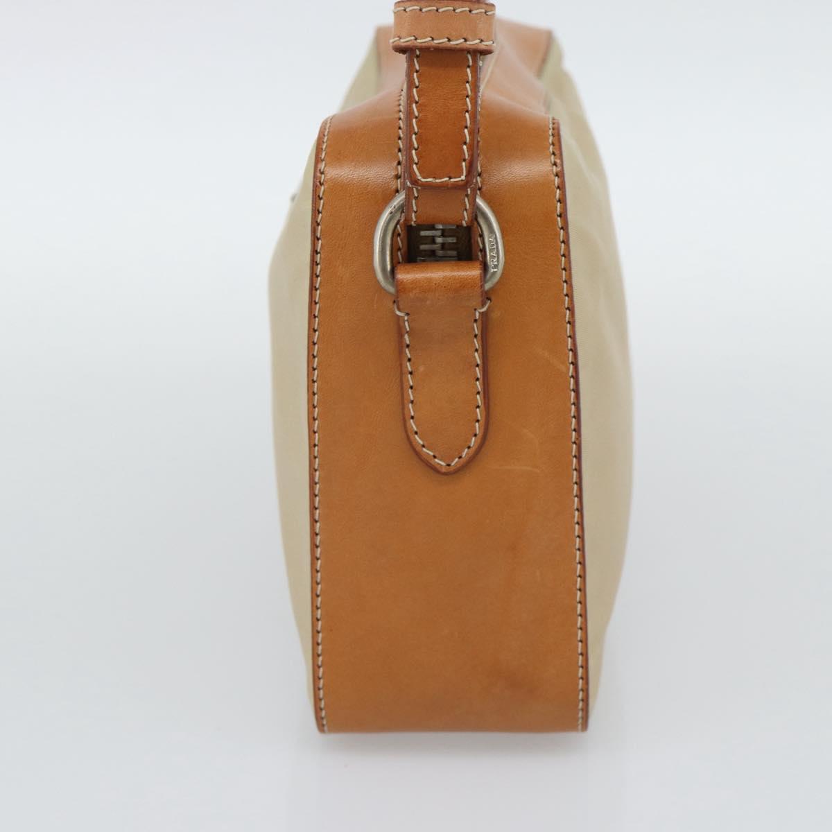 PRADA Shoulder Bag Nylon Beige Silver