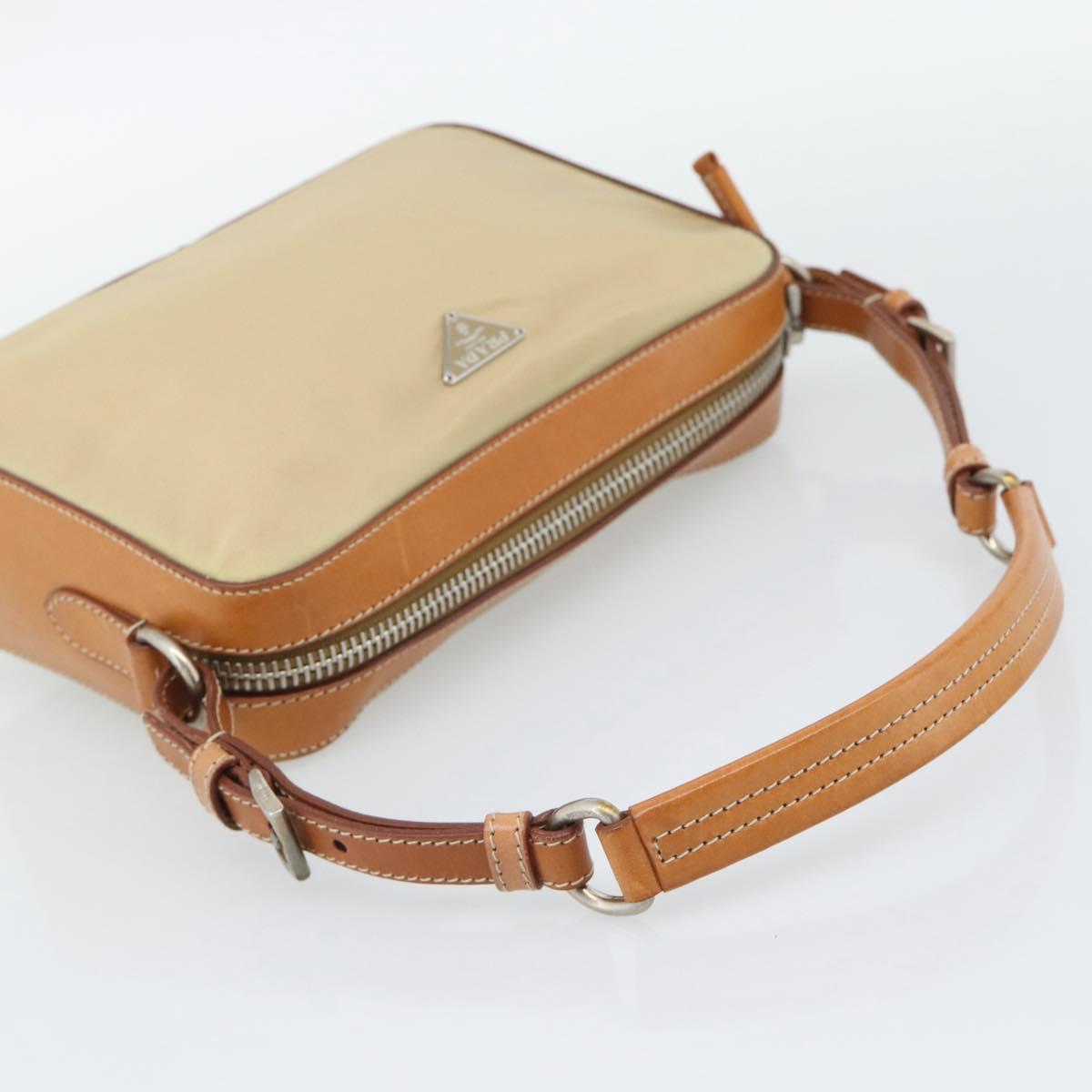 PRADA Shoulder Bag Nylon Beige Silver