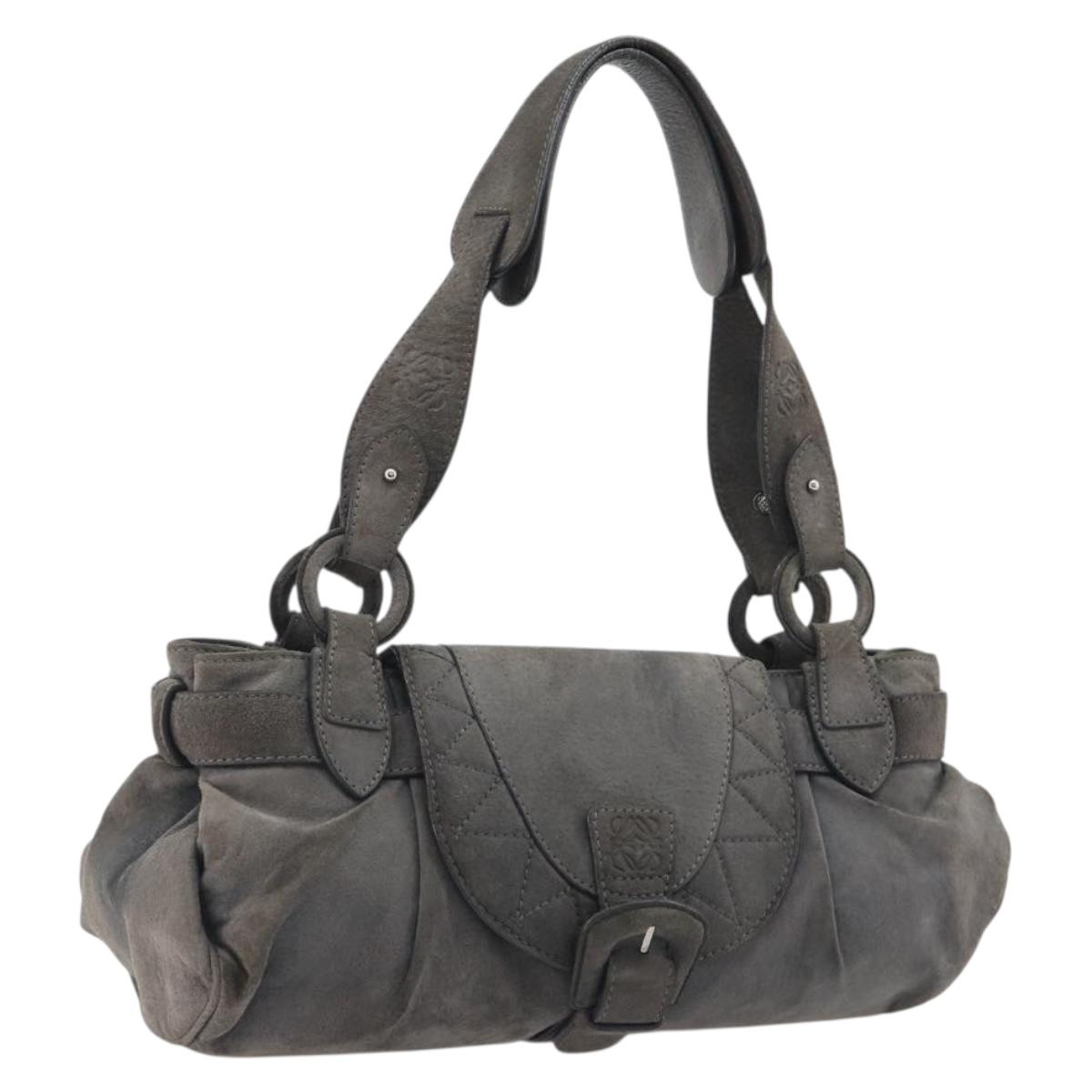 LOEWE Tote Bag Suede Gray Silver