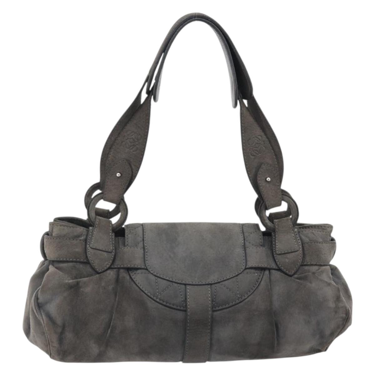 LOEWE Tote Bag Suede Gray Silver