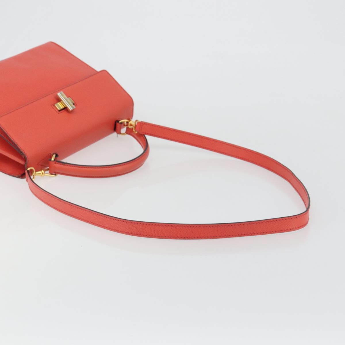 CELINE Hand Bag Leather 2way Red Gold