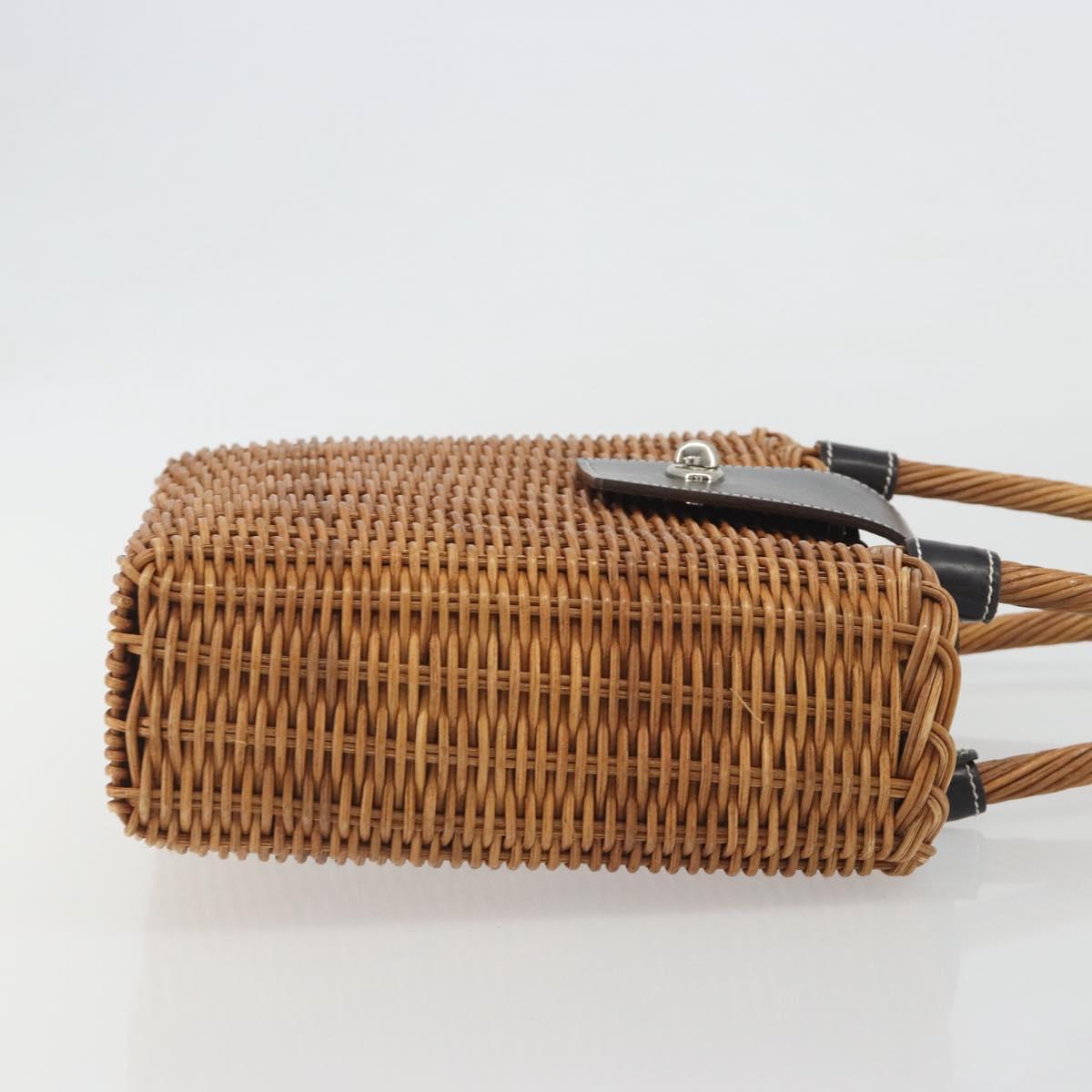 BURBERRY Hand Bag Rattan Brown Silver