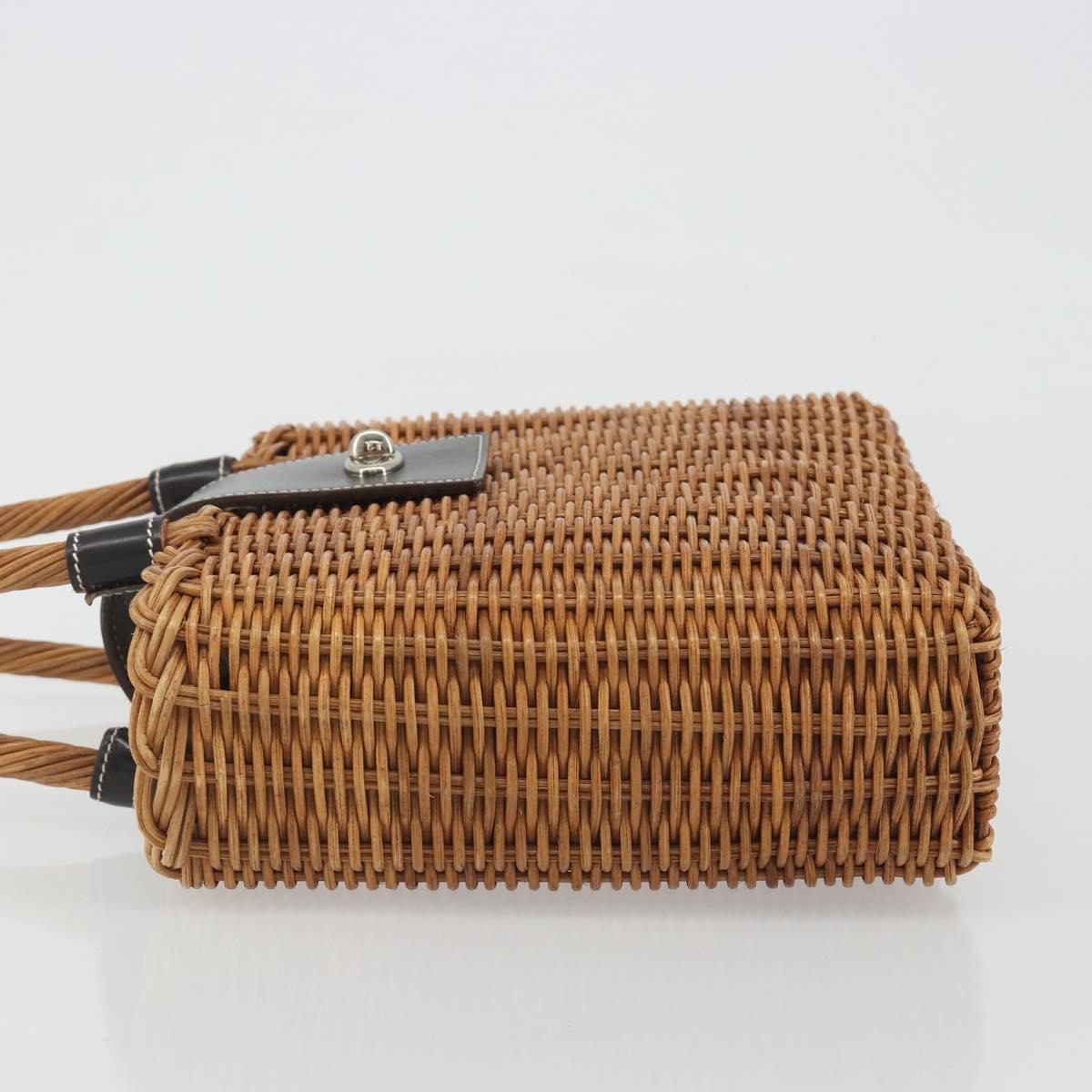 BURBERRY Hand Bag Rattan Brown Silver